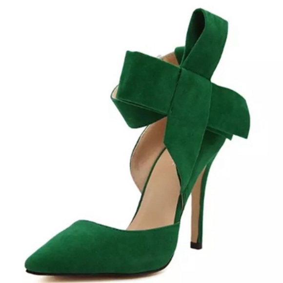 Bow Tie Green High Heels - Picture 3 of 4
